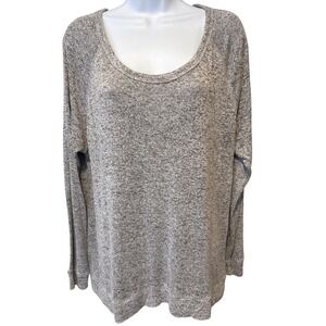 Gap Womens Gray Heathered Soft Knit Raglan Long Sleeve Top Sz L Casual Oversized